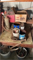 Misc boxes of nails, mini acetylene torch,