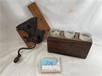 primitive sugar mold and coffee grinder