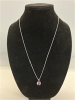 24" necklace w/pink quartz .925