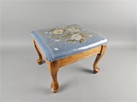 Vintage Blue Embroidered Stool