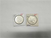 1923 S Peace Silver Dollar Vf And 1924 Peace