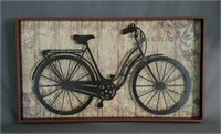 3-D Bicycle Metal Art Stenciled Faux Wood Print
