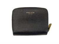 Coach Black Saffiano Leather Short Wallet