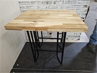 Modern Butcher Block Table w Metal Base 28x21x28"h