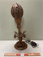 UNIQUE AND INTERESTING HAND CARVED LAMP