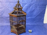 Vintage Wood Bird Cage, 25"T