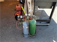 ACETYLENE TORCH WITH CANISTERS ON ROLLING CART