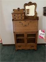 Antique Carved Oak Bookcase Desk with...