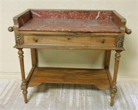 Louis XVI Style Marble Top Walnut Wash Stand.