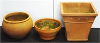 Three terracotta garden pots