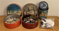 Antique button collection / canisters