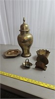 Brass urn and misc