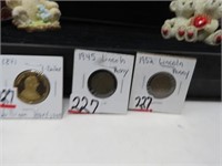 1945 & 1952  Lincolon Pennies & Gold Dollar