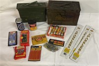 Metal Ammo Boxes, BBs, Fireworks Sparklers,