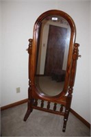 Wooden Standing Oval Mirror