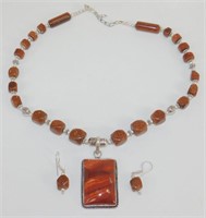 Red Jasper Sandstone Beautiful Necklace &