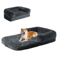 EHEYCIGA Foldable XXL Dog Bed, Faux Fur Fluffy Dog