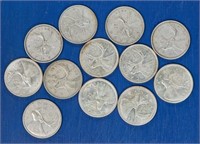 12 x  Canadian Quarters (1953-1964)