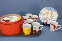 Christmas Mugs & Set Of 3 Plates 8"W
