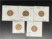 Proof Cents:  1968-S, 1971-S, 1985-S, 1999-S, 2000