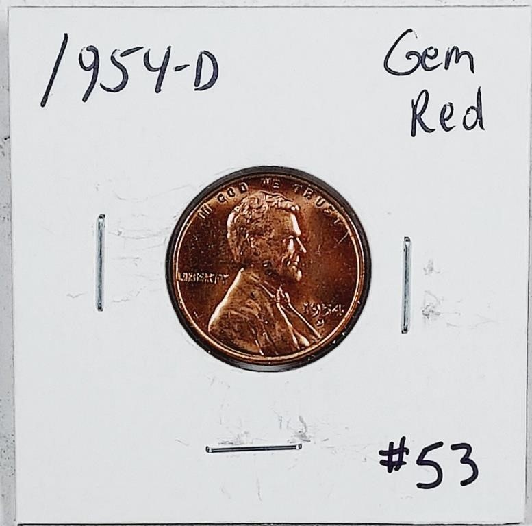 1954-D  Lincoln Cent   Gem Red