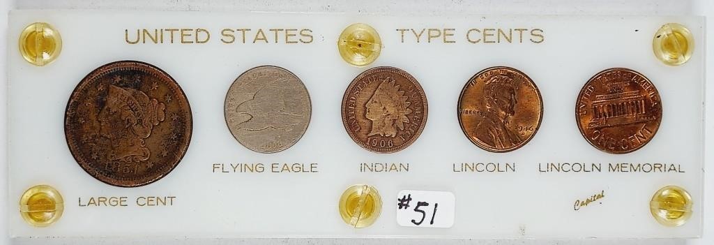 United States Type Cents  5-coin set