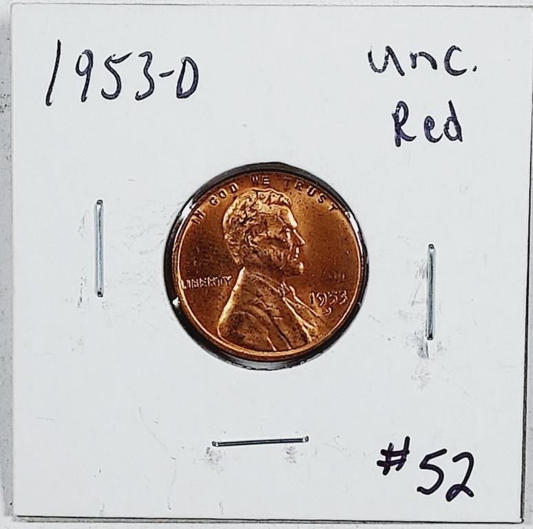 1953-D  Lincoln Cent   Unc  Red