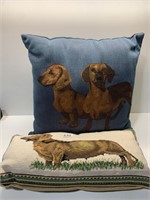 NEEDLEPOINTED PILLOW AND DACHSHUND FABRIC