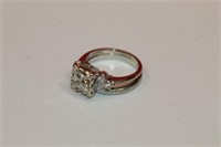 14kt white gold Diamond Ring with attached band