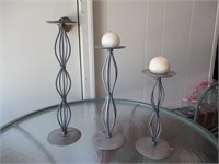 (3) Silver Metal Candle Holders