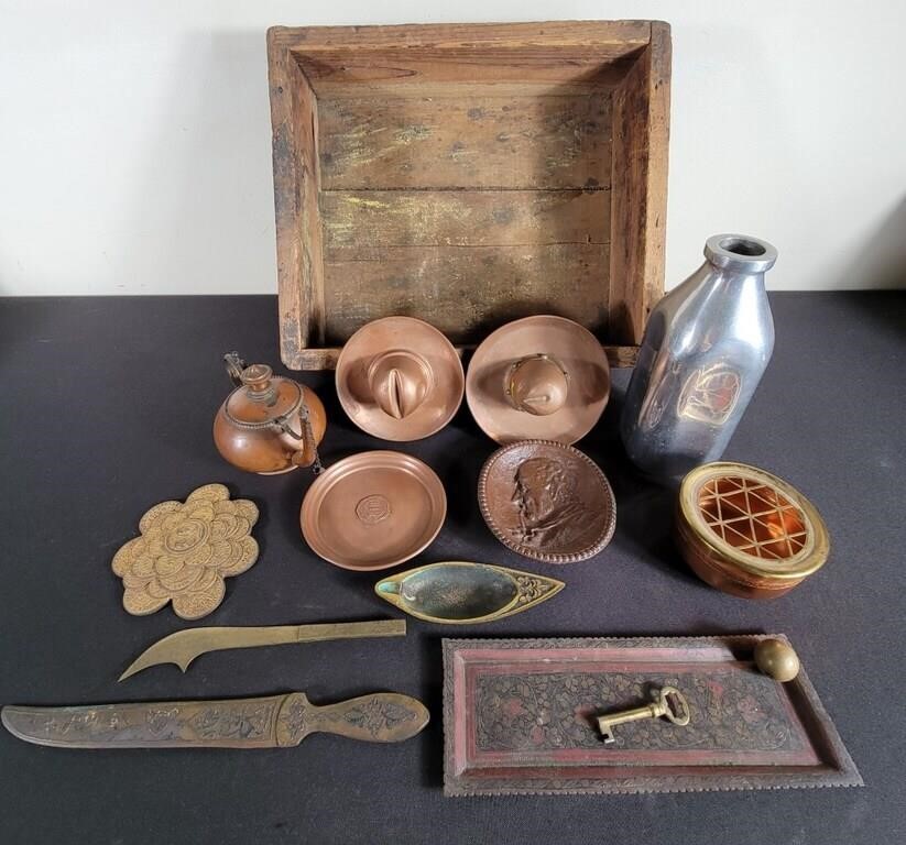 Syrian Dagger, Copper Teapot, Plates & More