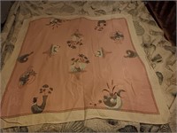 Vintage chicken table cloth 47 x 47"