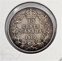 1910 Canada Sterling Silver 10-Cent Coin