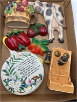 Vintage wall plaques chalk ware and more
