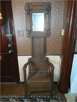 Antique Hall Tree Seat 76h x 24w x 17"d
