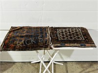 2 hand woven antique wool mats