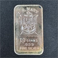 10 gram Fine Silver Bar - US Navy