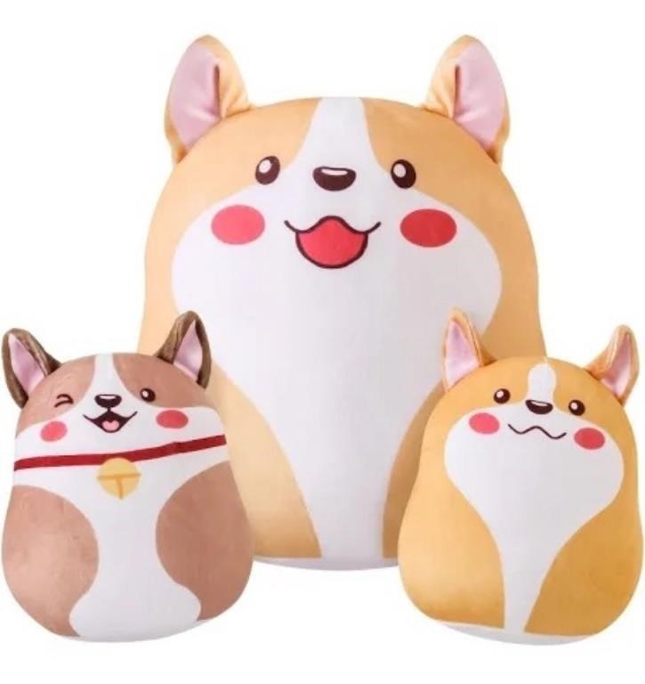 Plush dog pillow toy set