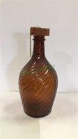Dentist swirled glass liquor decanter with wooden