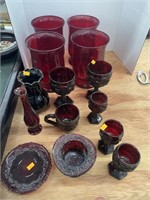 Vintage cranberry glass items