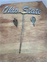 Vintage Ohio state yard sign, brass door knockers