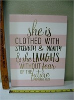 11"x14" Proverbs 31.25 Sign On canvas