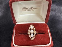 Vintage 14K Gold and Pearl Ring  Size 5