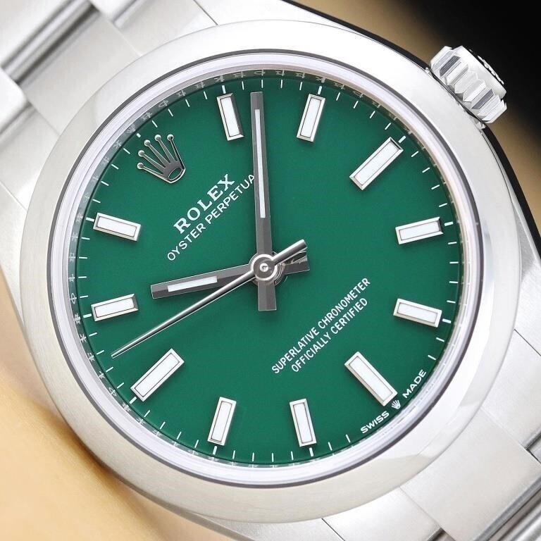 Rolex Oyster Perpetual Green Dial Men Watch