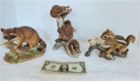 Porcelain Squirrel, Racoons, figurines
