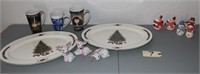 Christmas platters, coffee cups, salt and peppers