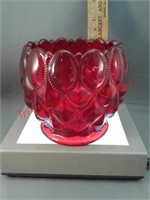 Moser red glass rose bowl tear drop pattern - 4"