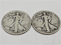 2-1934 Walking Liberty 1/2 Dollar Coins