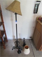 2-BLACK IRON DRESSER LAMPS,FLOOR LAMP