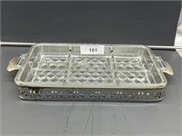 American Fostoria 5pc. relish w'/metal tray